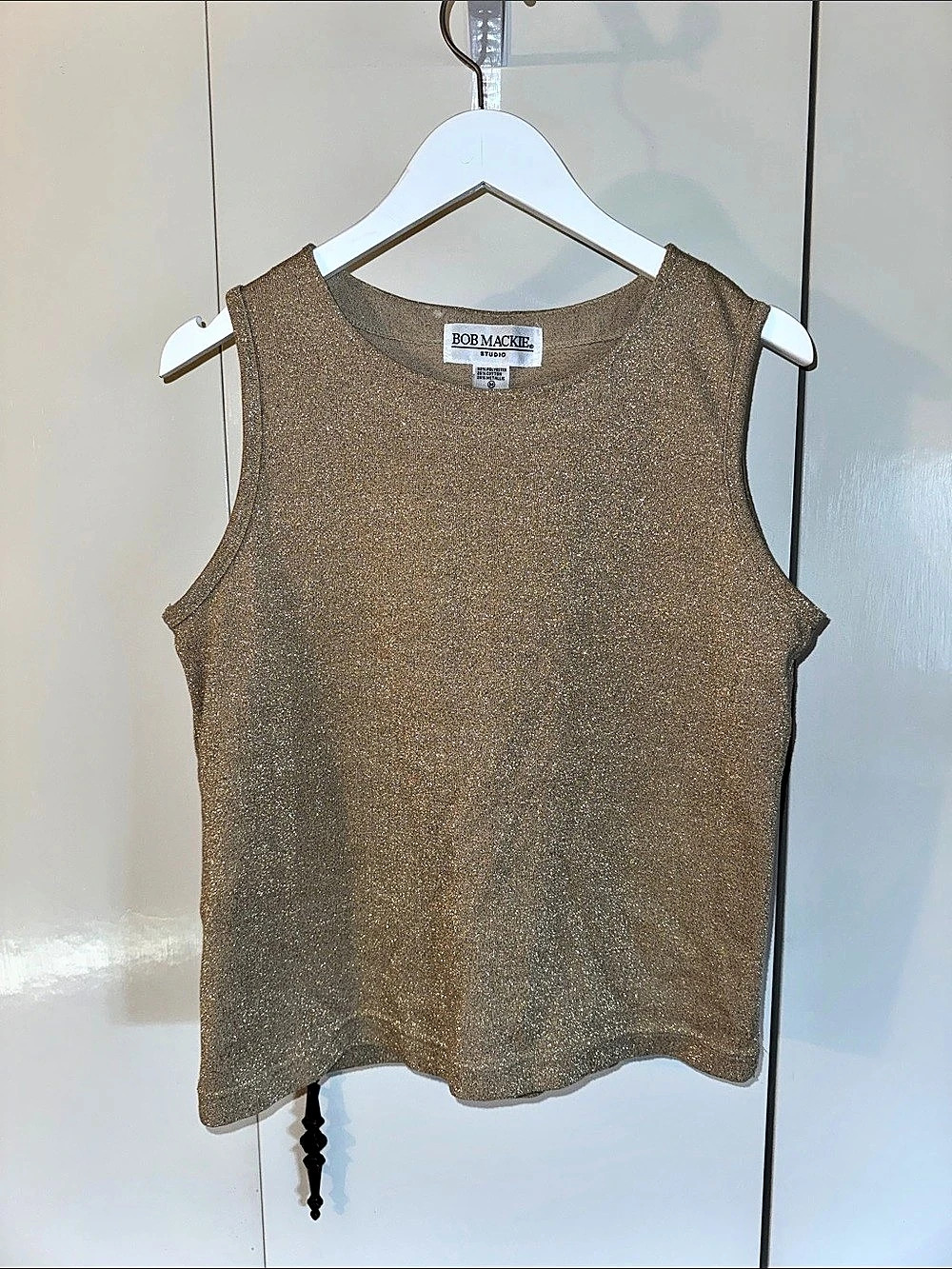 BOB MACKIE Metallic Gold Knit Tank Top
